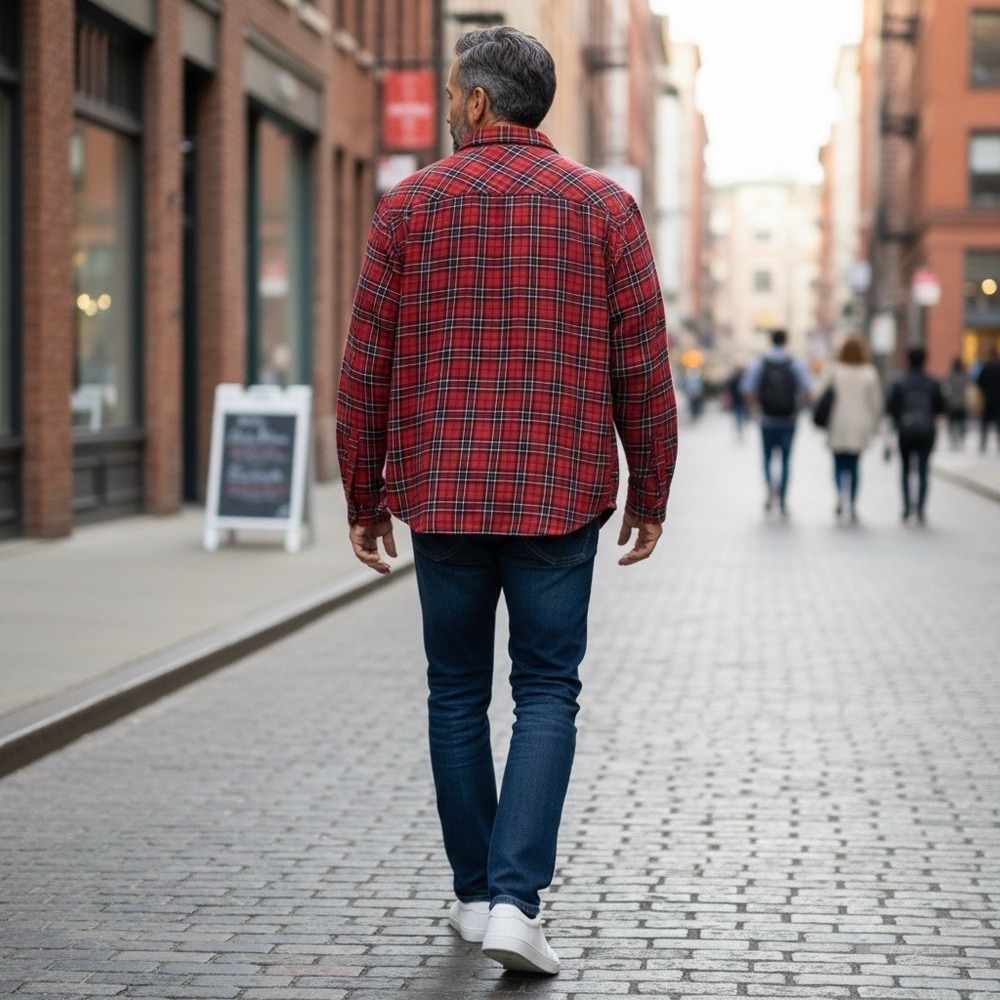 Chaps Shirt Mens XL Extra Large Red Black Plaid Button Down‎ Long Sleeve Pocket - Picture 2 of 10